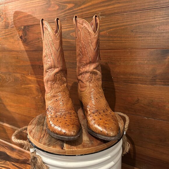 Dan Post Women's Ostrich Cowboy Boots, 9M - Picture 1 of 10